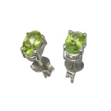 APP: 0.2k 0.96CT Oval Cut Peridot Solitaire Sterling Silver Earrings