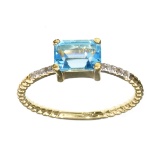 APP: 0.7k Fine Jewelry 14KT. Gold, 1.38CT Blue Topaz  And Diamond Ring