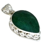 APP: 1.2k 51.77CT Pear Cut Emerald And Sterling Silver Pendant