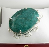 APP: 16.2k Fine Jewelry Designer Sebastian 391.67CT Oval Cut Emerald and Sterling Silver Pendant