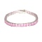 Platinum Over Sterling Silver Fancy Pink French Cubic Zirconium Tennis Bracelet