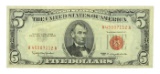 Rare 1963 $5 US Red Seal Note Great Investment