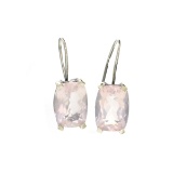 Fine Jewelry Designer Sebastian 11.75CT Rectangular Cut Rose Quartz and Sterling Silver Earrings