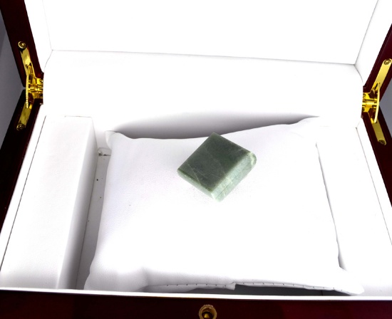 APP: 2.3k 114.00CT Rectangle Cut Green Guatemala Jade Gemstone