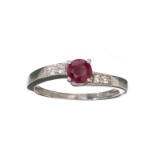 APP: 0.6k Fine Jewelry 0.50CT Ruby And Colorless Topaz Platinum Over Sterling Silver Ring
