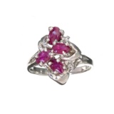APP: 0.9k Fine Jewelry 0.45CT Ruby And Topaz Platinum Over Sterling Silver Ring