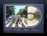 *Rare The Beatles Abbey Road Album Cover and Gold Record Museum Framed Collage - Plate Signed