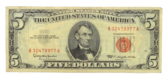 Rare 1963 $5 US Red Seal Note Great Investment