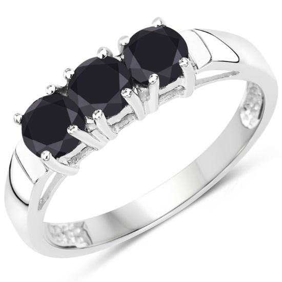 APP: 0.5k Gorgeous Sterling Silver 0.99CT Black Diamond Ring App. $520 - Great Investment - Exceptio
