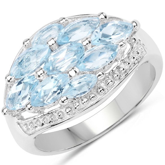 APP: 0.3k Gorgeous Sterling Silver 2.50CT Blue Topaz Ring App. $310 - Great Investment - Luxurious P