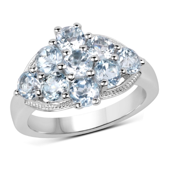APP: 0.3k Gorgeous Sterling Silver 2.88CT Blue Topaz Ring App. $285 - Great Investment - Divine Piec