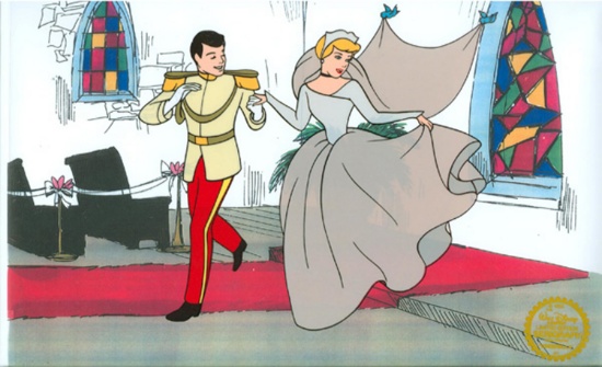 Walt Disney (After)  Serigraph, Cinderella and Prince at Chappel W/ certificate Of Authenticity