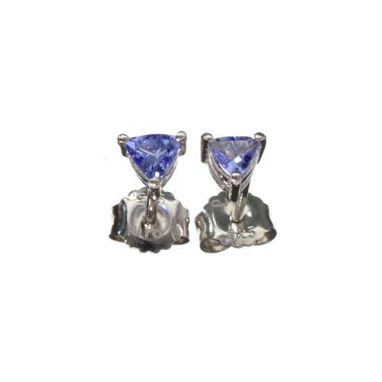 APP: 0.2k Fine Jewelry 0.46CT Triangle Cut Tanzanite Over Sterling Silver Earrings