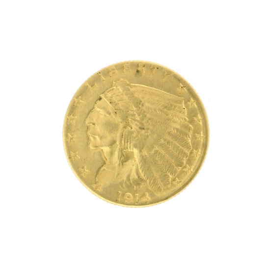 Rare 1914-D $2.50 Indian Head Gold Coin Great Investment