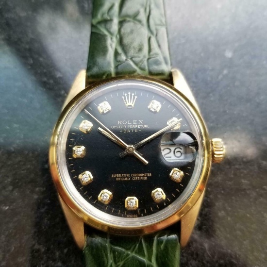 *ROLEX Oyster Date 34mm Automatic Diamond Dial c.1980s Men's Watch