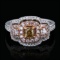 APP: 4.8k *0.43ct VS1 CLARITY FANCY LIGHT BROWNISH YELLOW CENTER Diamond 18K Rose Gold Ring (0.57ctw