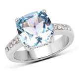 APP: 0.4k Gorgeous Sterling Silver 4.50CT Blue Topaz Ring App. $375 - Great Investment - Mesmerizing