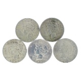 Extremely Rare (5) Misc. U.S. Peace Type Silver Dollar Coin  - Great Investment!