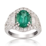 APP: 17.6k *2.66ct Emerald and 1.54ctw Diamond Platinum Ring (Vault_R12 15041)