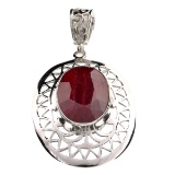 APP: 2k Fine Jewelry Designer Sebastian 24.65CT Oval Cut Ruby and Sterling Silver Pendant