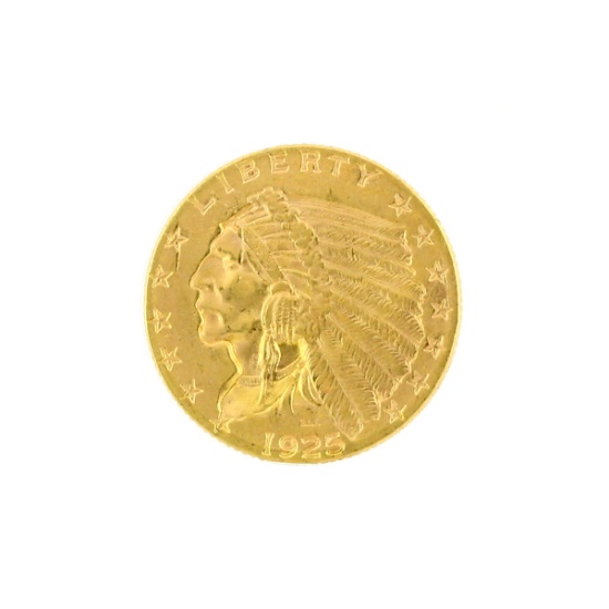 Rare 1925-D $2.50 Indian Head Gold Coin Great Investment (DF)