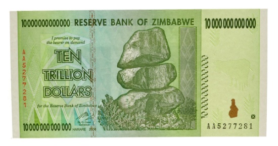 10 Trillion Dollar Zimbabwe Note