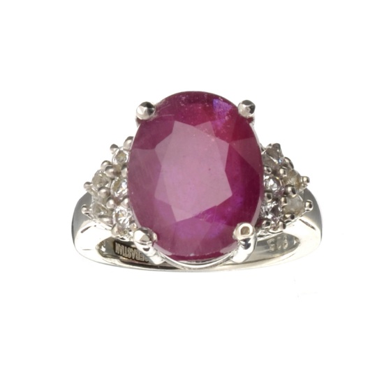 APP: 3.8k Fine Jewelry Designer Sebastian 10.85CT Ruby And Topaz Platinum Over Sterling Silver Ring