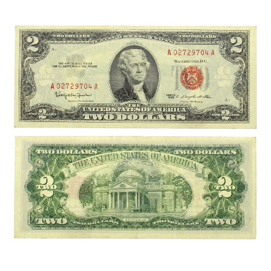 Rare 1963 $2 US Red Seal Note Great Investment