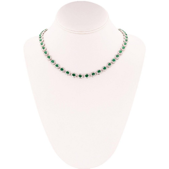 APP: 48.5k *14.67ctw Emerald and 10.30ctw Diamond Platinum Necklace (Vault_R12 23530)