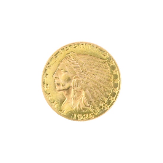 Extremely Rare 1926 $2.5 U.S. Indian Head Gold Coin Great Investment