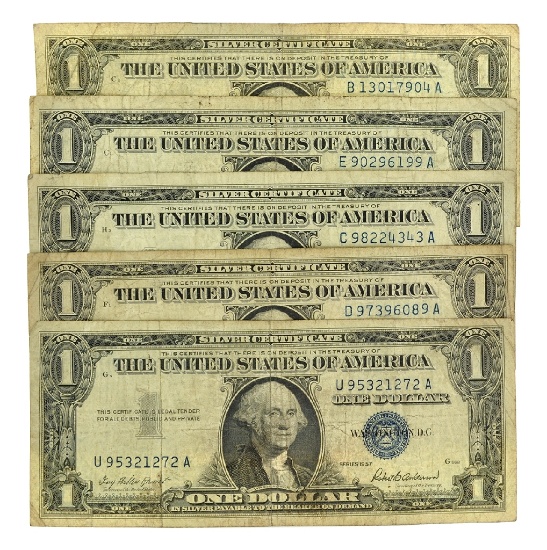 (5) 1957 $1 U.S. Silver Certificates