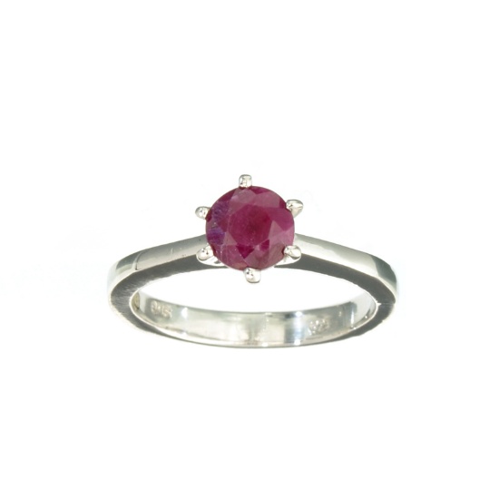 APP: 1.4k Fine Jewelry Designer Sebastian 1.00CT Round Cut Ruby And Sterling Silver Ring