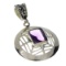 Fine Jewelry Designer Sebastian 4.70CT Rectangular Cut Amethyst And Sterling Silver Pendant