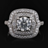 APP: 12k *1.13ct CENTER Diamond 14KT White Gold Ring (1.58ctw Diamonds) (Vault_R12 24408)