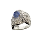 APP: 2.3k Fine Jewelry 2.80CT Oval Cut Cabochon Tanzanite And Platinum Over Sterling Silver Ring