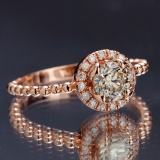 APP: 5k *Fine Jewelry 14KT.T Rose Gold, 0.91CT Round Brilliant Cut Diamond Ring (VGN A-201) (Vault V