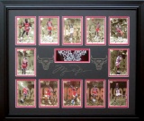 *Rare Michael Jordan 12 Player Card Museum Framed Collage - Plate Signed