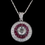 APP: 9.2k *1.43ctw Ruby and 1.42ctw Diamond 18K White Gold Pendant/Necklace (Vault_R12 23052)