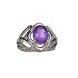 APP: 0.5k Fine Jewelry 2.40CT Oval Cut Purple Amethyst And Sterling Silver Ring