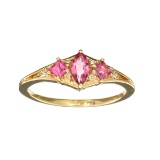 Designer Sebastian 14KT. Gold, Marquise Cut Tourmaline and 0.01CT Round Brilliant Cut Diamond Ring