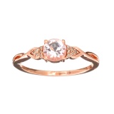 Designer Sebastian 14KT. Rose Gold, Round Cut Morganite and 0.03CT Round Brilliant Cut Diamond Ring