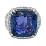 APP: 27.2k *9.32ct DARK Tanzanite and 1.54ctw Diamond 18KT White Gold Ring (GIA CERTIFIED) (Vault_R1