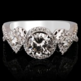 APP: 9.6k *0.90ct CENTER Diamond 18K White Gold Ring (1.58ctw Diamonds) (Vault_R12 31540)