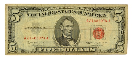 1963 $5 U.S. Red Seal Note