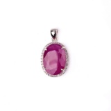 APP: 3k Fine Jewelry 9.76CT Ruby And Topaz Platinum Over Sterling Silver Pendant