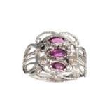 APP: 1k 0.78CT Ruby And Topaz Platinum Over Sterling Silver Ring