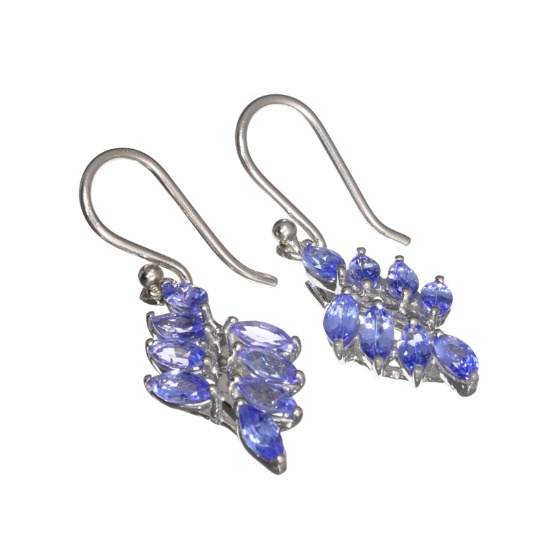 APP: 2.1k Fine Jewelry 3.10CT Marquise Cut Tanzanite And Platinum Over Sterling Silver Earrings