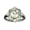 Fine Jewelry Designer Sebastian 2.95CT Round Cut Green Quartz And White Topaz Sterling Silver Ring