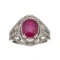 Fine Jewelry Designer Sebastian, Ruby And White Topaz Sterling Silver Ring