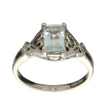 Fine Jewelry Designer Sebastian, Aquamarine And White Topaz Sterling Silver Ring